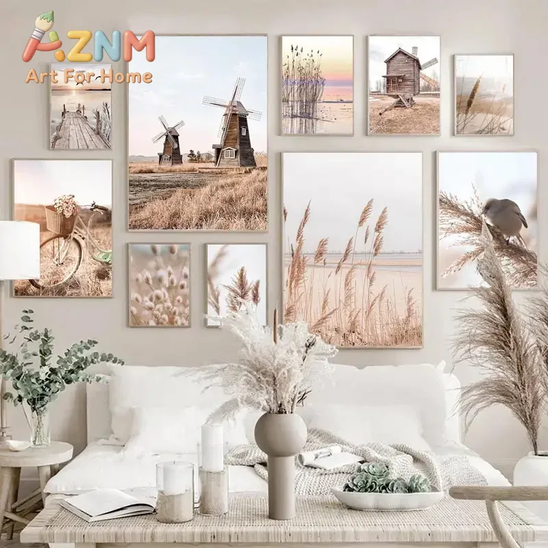 Wall Texture Spray - Beige Landscape Wall Art Poster Bike